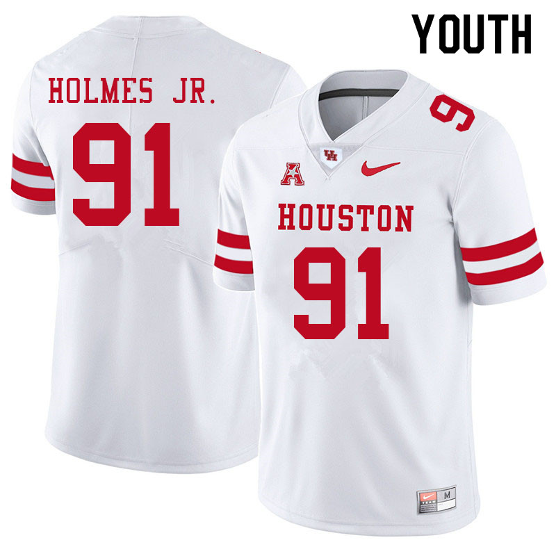 Youth #91 Anthony Holmes Jr. Houston Cougars College Football Jerseys Sale-White